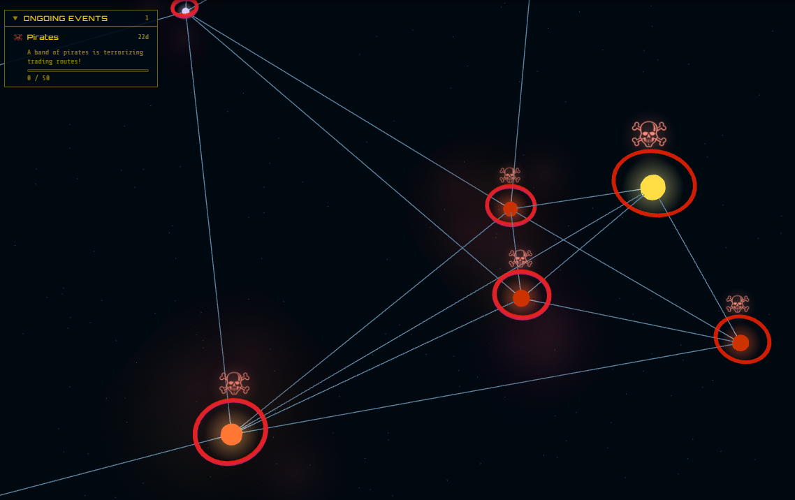 Galaxy travel map with pirate threats