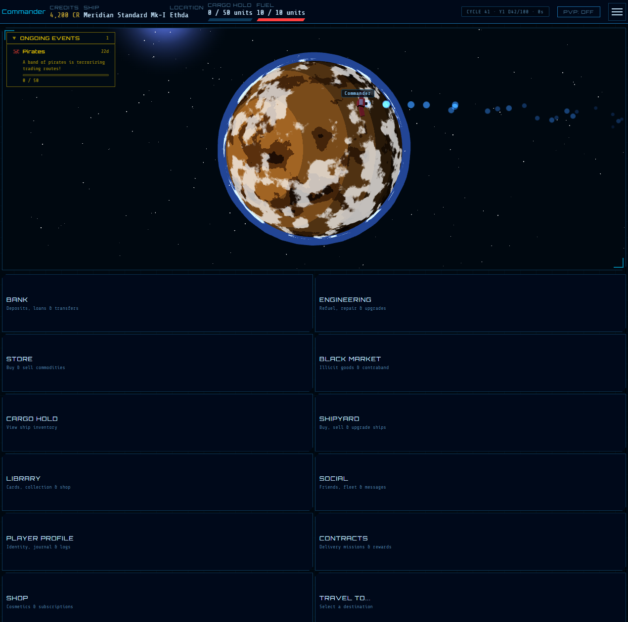 Hub planet operations console